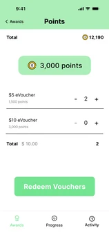 Points page with 3,000 points