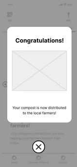 Wireframe: congratulations pop-up