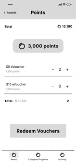 Wireframe: points page, 3,000 points